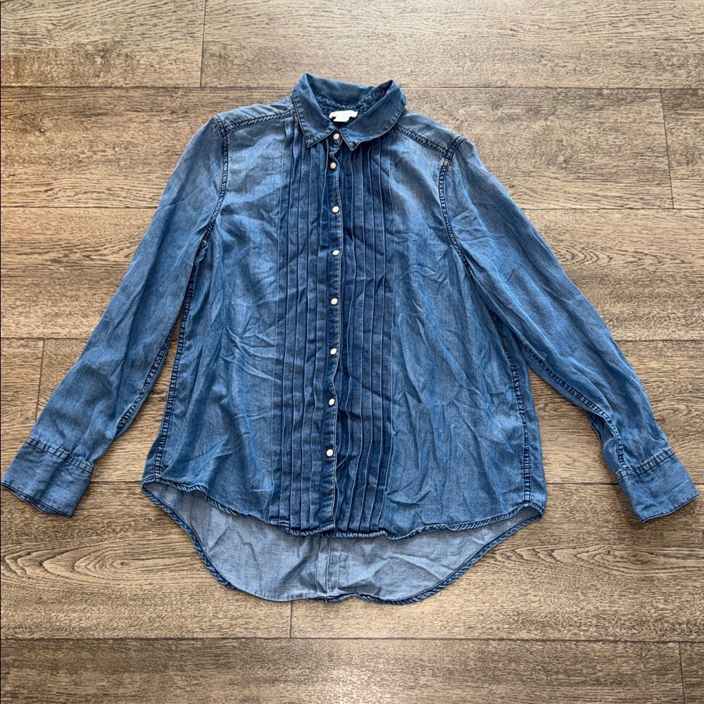 Sundance Pleated Front Button-Up Shirt - Blue